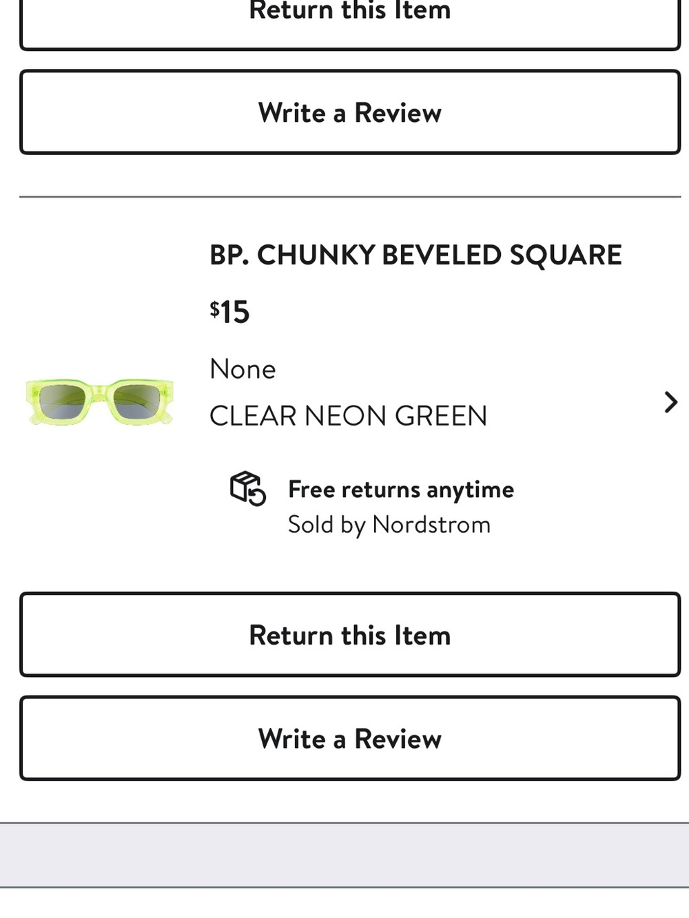 Nordstrom (BP.) clear/neon sunnies. Fun for St. Patrick’s day or statement piece